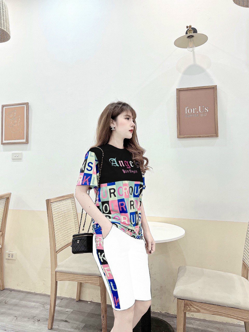 BỘ THỜI TRANG PHỐI HỌA TIẾT ANGEL THÊU SẮC MÀU - BTN406